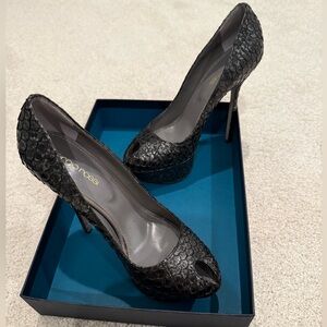 Sergio Rossi Black Peep-Toe Platform Heels